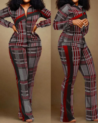 Women autumn and winter printed trendy Top and Pant 2-piece set