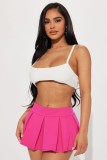 Women Summer Mini Skirt Sexy Lined A-Line Pleated Skirt