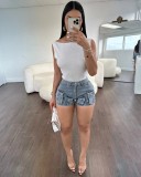 Women Cargo Stretch Denim Shorts