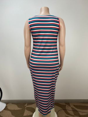 Plus Size Women Striped Dress