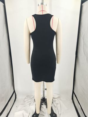 Women Pin Sleeveless Bodycon Dress
