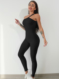 Quick-Drying Ribbed Yoga Jumpsuit One-Piece Sleeveless Stretch Tight Fitting Romper