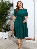 Summer Solid Color Short Sleeve Casual Women's Plus Size Dress