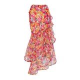 Sexy Floral High Waist Push Up Bikini Two Pieces Swimsuit Chiffon Long Skirt Set