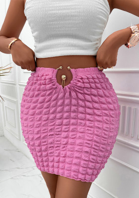Summer Casual Women's Solid Slim Waist Metallic Bodycon Skirt