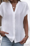 Summer Casual V-Neck Solid Color Shirt