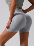 Seamless Knitting Butt Lift Belly Control High Waist Solid Color Yoga Pants Sports Running Fitness Shorts