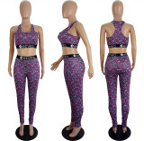 Spring And Summer Women's Clothing Slim Fashion Sports Crop Tank Leggings Two-Piece Set