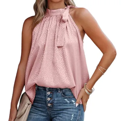 Women's Spring Summer Satin Print Sleeveless Vest