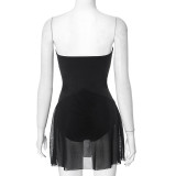 Women Hollow Strapless Mini Dress