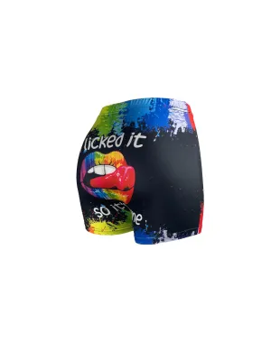 Women Sexy Lips Letter Print Sports Shorts