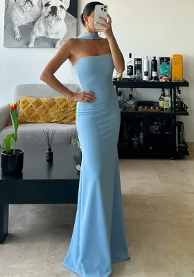 Women Summer Elegant Strapless Halter Neck Mermaid Maxi Dress