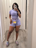 Women Fashion Ribbed Washed faded two-piece shorts set