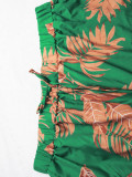 Summer Women's Fashion Printed Casual Holidays Style Cardigan Shorts Set