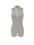 Women's Spring And Summer Solid Color Ribbed Jumpsuit
