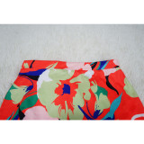 Women Summer Top and Ruffled Slit Skirt Two-piece Set