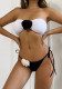 Women's Contrast Color Flower Bikini Two Pieces Strapless Strappy Beach Swimsuit