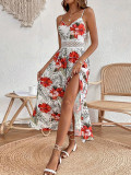 Women's Bohemian Chiffon Printed Lace Strap Summer Long Dress