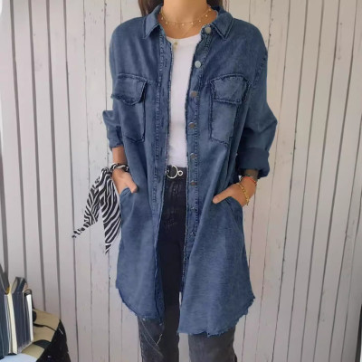 Street Style Fall Fashionable Loose Turndown Collar Women's Denim Jacket