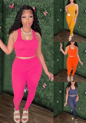 Women's Clothing Yoga Wear Sexy Tank Top Trousers Two-Piece Set Outdoor Exercise Tight Fitting Suit