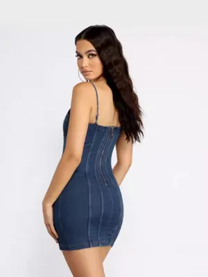 Women's Summer Sexy Strap Patchwork Denim Dress