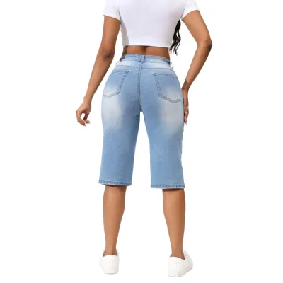 Women's Stretch Ripped Denim Summer Shorts