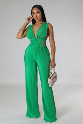 Women's V-Neck Sexy High Waist Tight Fitting Jumpsuit