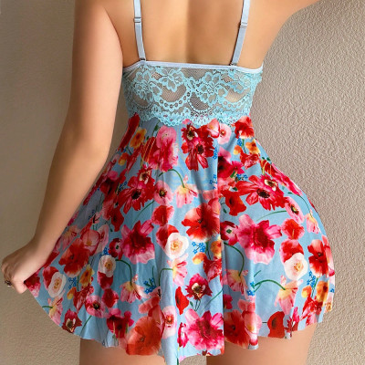 Sexy Pajamas Flower Print Dress