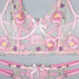 Floral Embroidery See-Through Two-Piece Lingerie Set