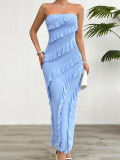 Women's Spring Summer Solid Color Slim Strapless Dress