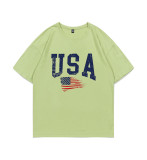 Women Summer Casual American Flag Letter Printed T-Shirt