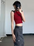 Summer Letter Embroidered Patchwork Camisole Sleeveless Slim Basic Outdoor Wear Vest Top