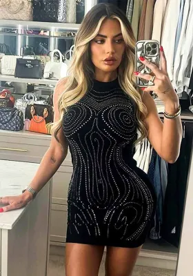 Women's Summer Sexy Beaded Tight Fitting Bodycon Dress
