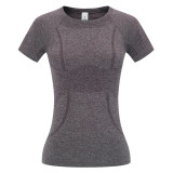 Women Round Neck Yoga Wear Short Sleeve Top
