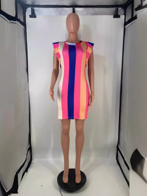 Fashion Print Striped Dress