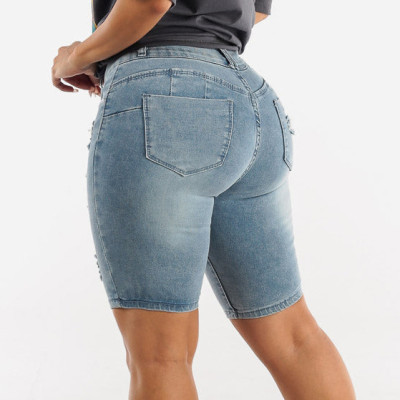 High Waist Ripped Denim Pants Women's Stretch Slim Fit Jeans