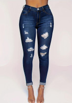 Summer Ripped Denim Pants Plus Size Tight Fitting Jeans