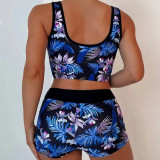 Multicolor Printed Deep V Bikini Swimsuit Two Pieces Swimwear