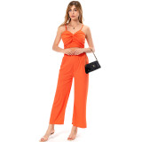 Summer Nightclub Trendy Sexy Strap Camisole Wide-Leg Pants Two Pieces Set