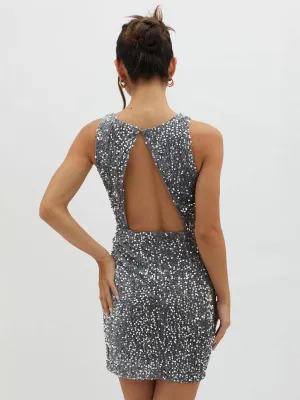 Women Sexy Backless Sequin Bodycon Dress