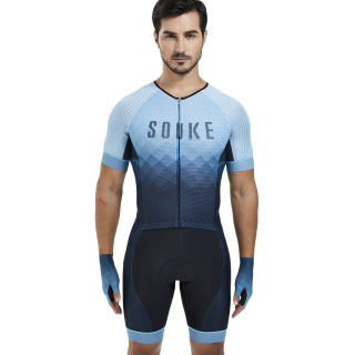 Men's Stretchable Quick dry Max Short Sleeve Cycling Skinsuit - HRMM02SS-Blue