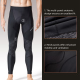 Men's Bicycle Pants 4D Padded Road Bike Tights Breathable Cycling Long Leggings-PL8055-Black