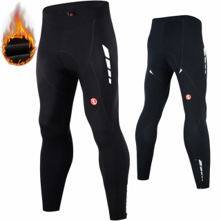 Men's Bicycle Pants 4D Padded Road Bike Tights Breathable Cycling Long Fleece Leggings-PA8030-BLACK