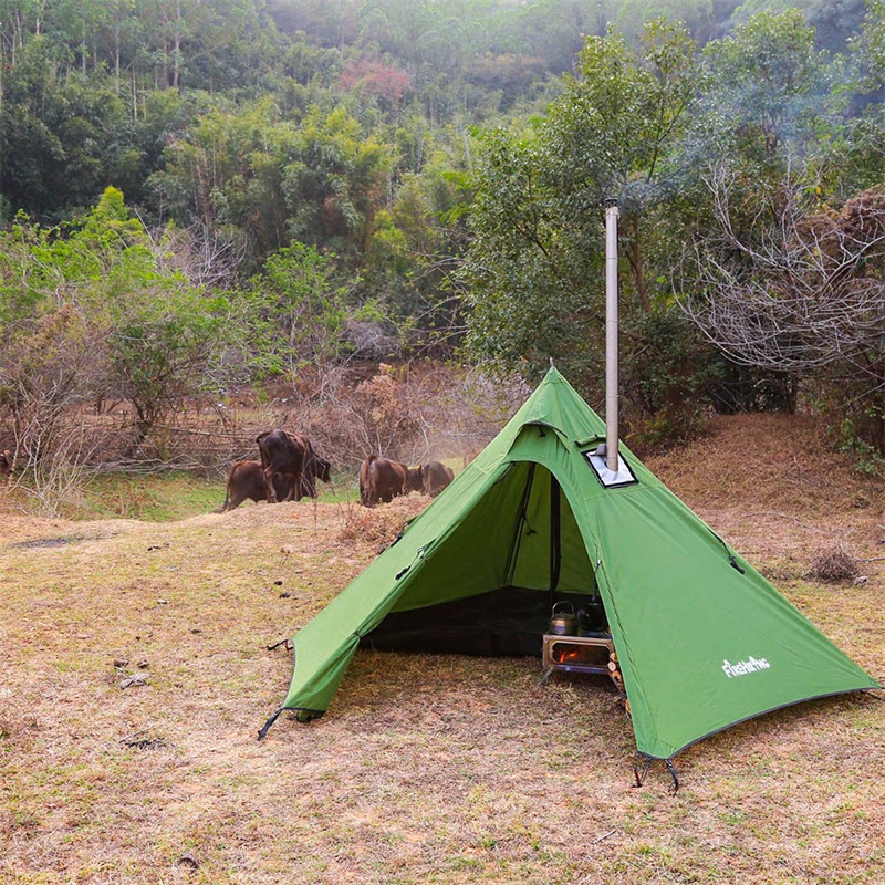 firehiking hot tent camping with wood stove
