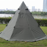 Camping Tipi Hot Tent With Wall Windows 4 5 6 Person 300D Oxford Fabric