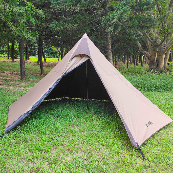Bushtain Camping Tent Waterproof & UV Absorbing Teepee Tent for 3-5 People  (Khaki) - www.hottenttribe.com
