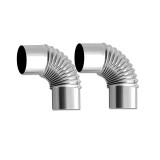 Elbow Pipe 2 PCS 90 Degree Chimney Stainless Steel Flue for Outdoor Camping Wood Stove Diameter 2.36