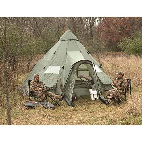 Guide Gear 18' x 18' Teepee Tent for Adults, Family Outdoor Camping, 8-Person, Instant Easy Set-Up Waterproof 4-Season Tents for Backpacking, Hiking