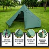 OneTigris Iron Wall Stove Tent, Lightweight Teepee Camping Tent with Removable Inner Mesh, 20D SIL-Nylon 1-3 Persons for Backpacking Hiking Fishing Canoeing Travel Winter Camping