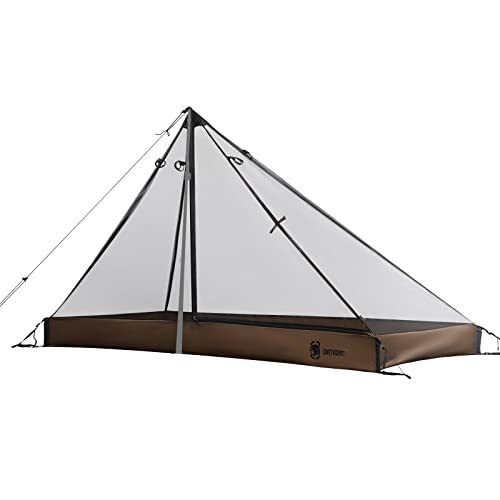 OneTigris Mesh Teepee Tent, Ultralight 1 Person Inner Mesh Tent with Waterproof Bathtub Floor for Outdoor Camping Hiking Backpacking Bushcraft Tarp Hot Tent Shelter